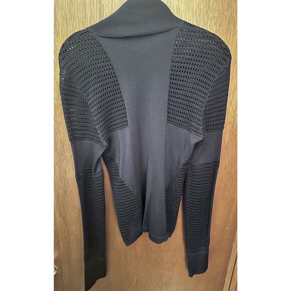 Salvatore Ferragamo  navy silk/wool long sleeve layer with thumbholes; size Med - Picture 2 of 4